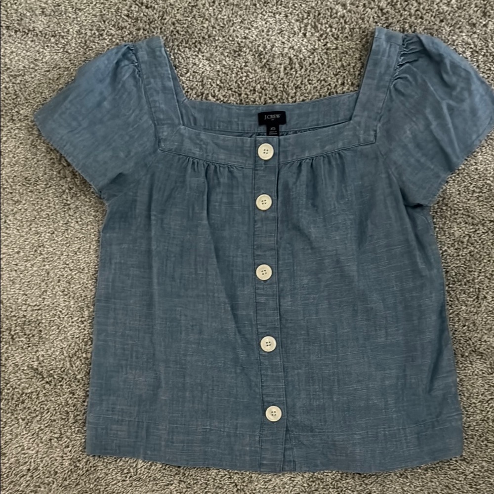 J. Crew Blue Chambray Peasant Blouse